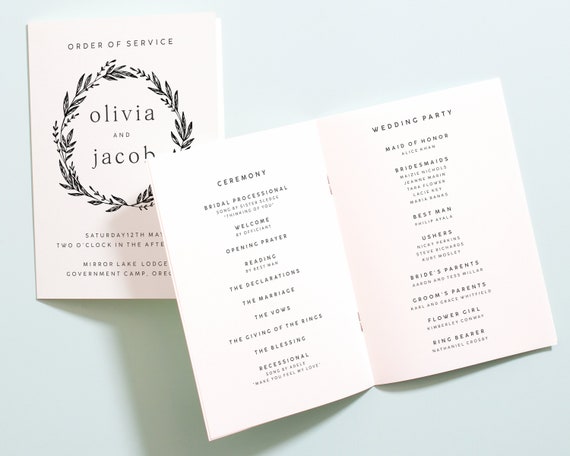 Personalised Wedding Order Of Service Rustic Floral Booklets Wedding Program 