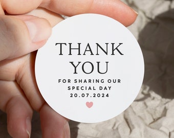 Wedding Stickers, Thank You Wedding Stickers, Thank You For Celebrating With Us Favour Tags, Personalised Party Favor Round Wedding Labels