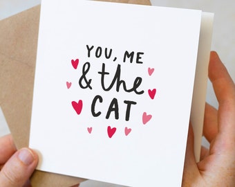 Carte d'anniversaire de chat, toi, moi et le chat pour la Saint-Valentin, carte de papa chat, cadeau de Saint-Valentin chat, carte du chat, carte d'amoureux des chats
