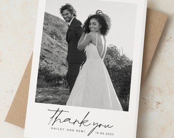 Personalised Photo Wedding Thank You Cards, Vintage Thank You Cards, Folded Photo Wedding Thank You Card, Thank You Cards with Custom Photo