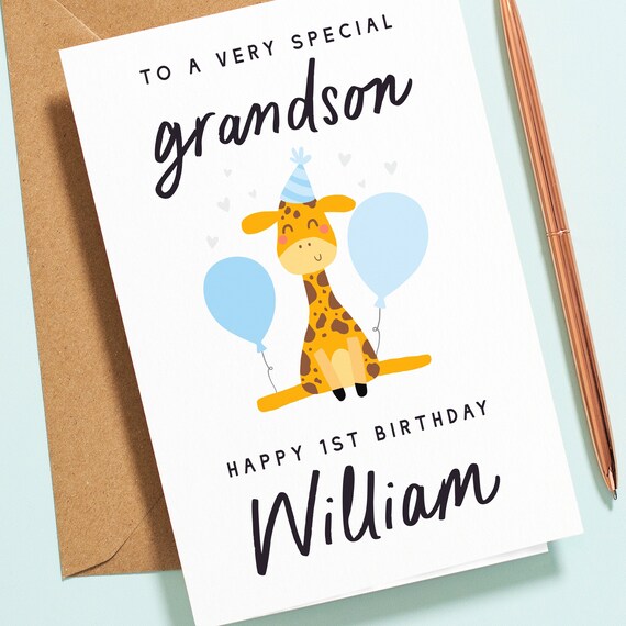 Personalised Grandson Birthday Card Card for Grandson 1st - Etsy