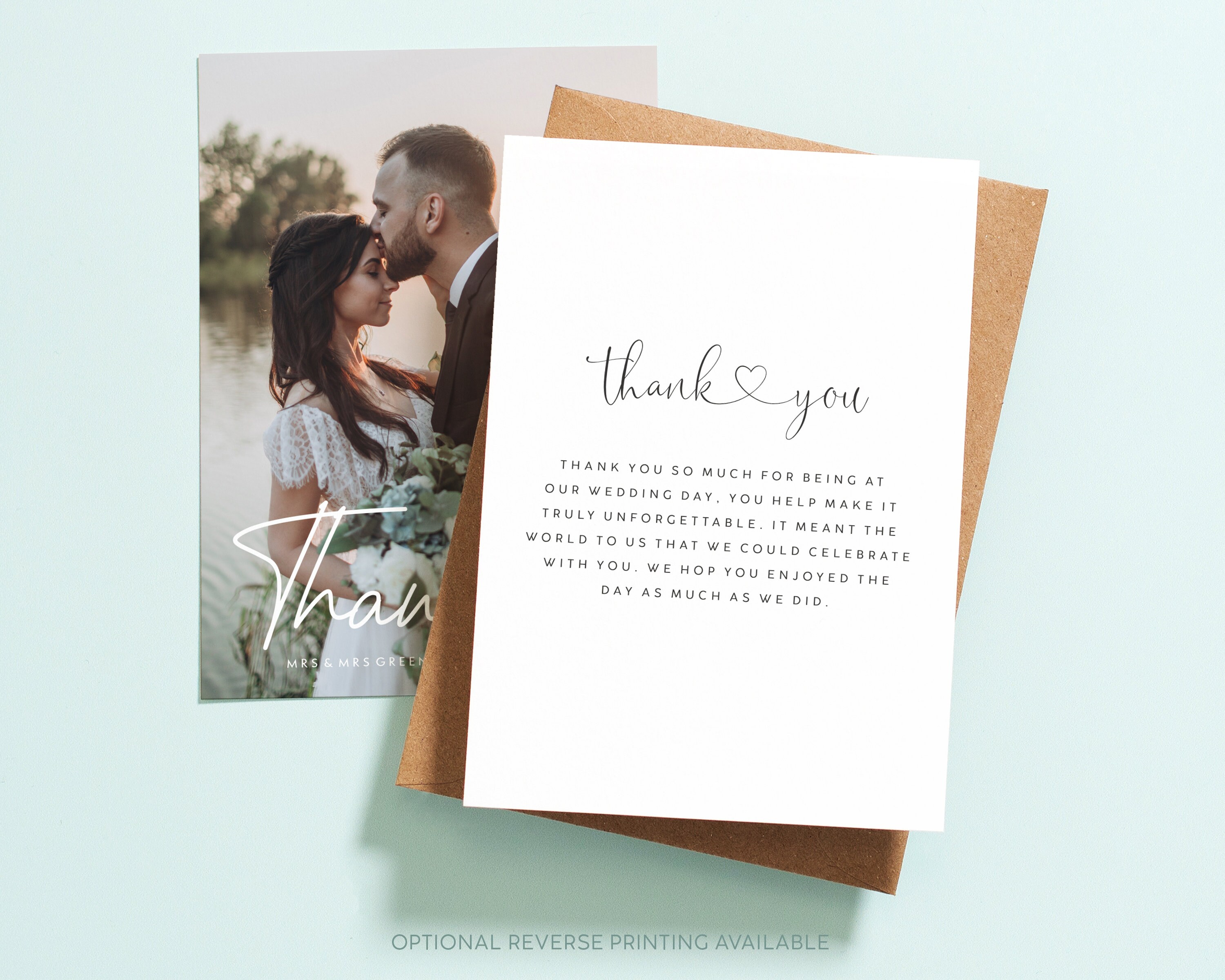 Thank You Cards Wedding Thank You Photo Card Wedding Thank Etsy UK
