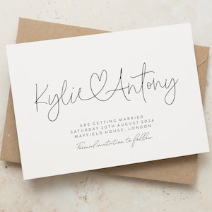 Save the Date Cards with Custom Calligraphy Names, Save the Date Wedding Cards, Modern Wedding Announcements, Personalised Save the Dates