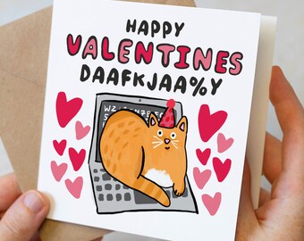 Carte de Saint-Valentin chat, carte de Saint-Valentin drôle du chat, cartes de Saint-Valentin pour petit ami, petite amie, meilleur ami, mari, carte de chat drôle