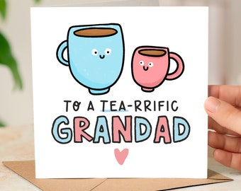 Funny Grandad Birthday Card, Joke Father's Day Card For Grandad, To A Tea-rrific Grandad Card, Funny Card For Grandad, Grandad Birthday Gift