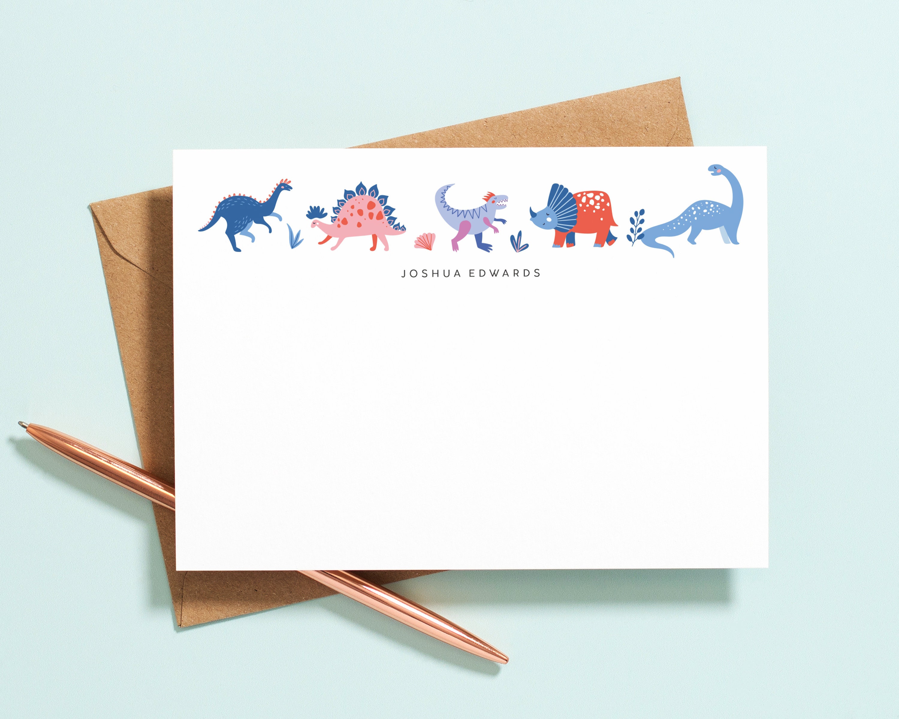 Dinosaur Personalised Kids Stationery Set Dinosaur Gifts for Etsy