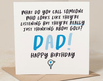 Grappige papa verjaardagskaart, golf verjaardagskaart voor papa, golf minnaar verjaardagskaart, grap golfkaart voor papa, papa denken over golfkaart