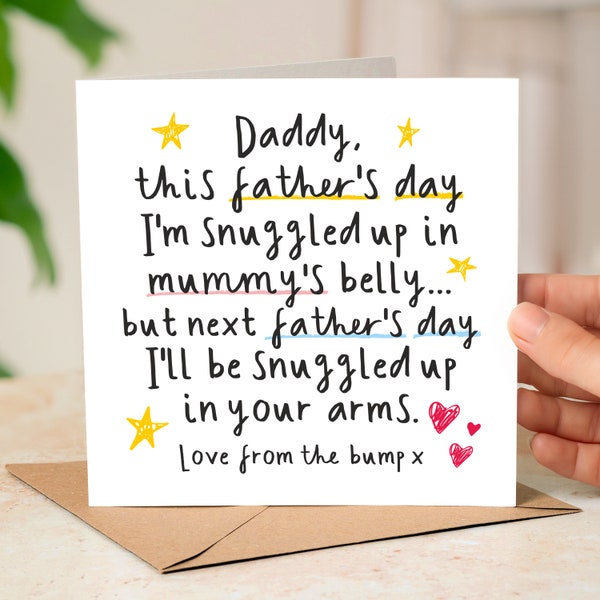 Fathers Day Card From the Bump, Love From the Bump Father's Day Card, Next Father's Day I'll Be Snuggled Up In Your Arms, Daddy to Be Card