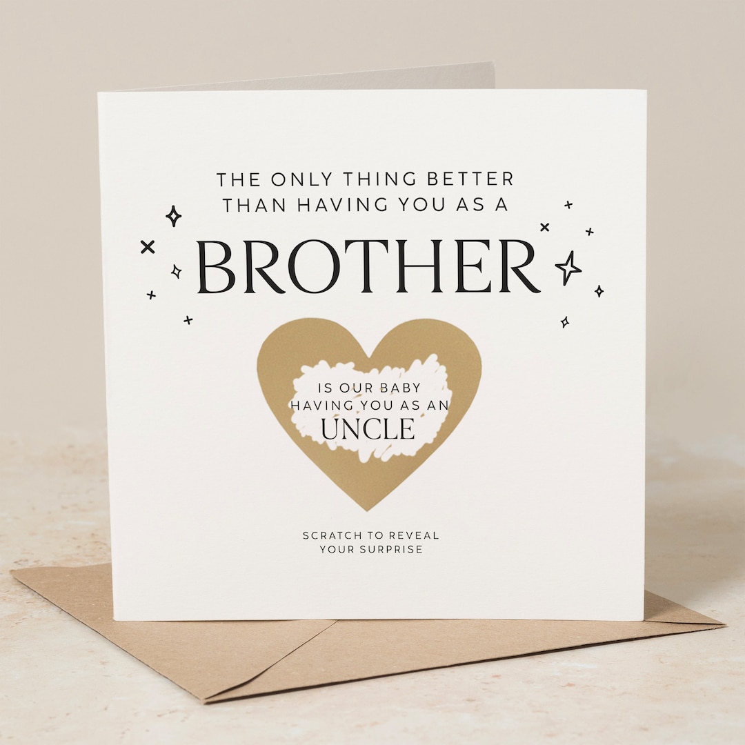 Pregnancy Announcement Scratch Card for Brother, Baby Reveal Scratch