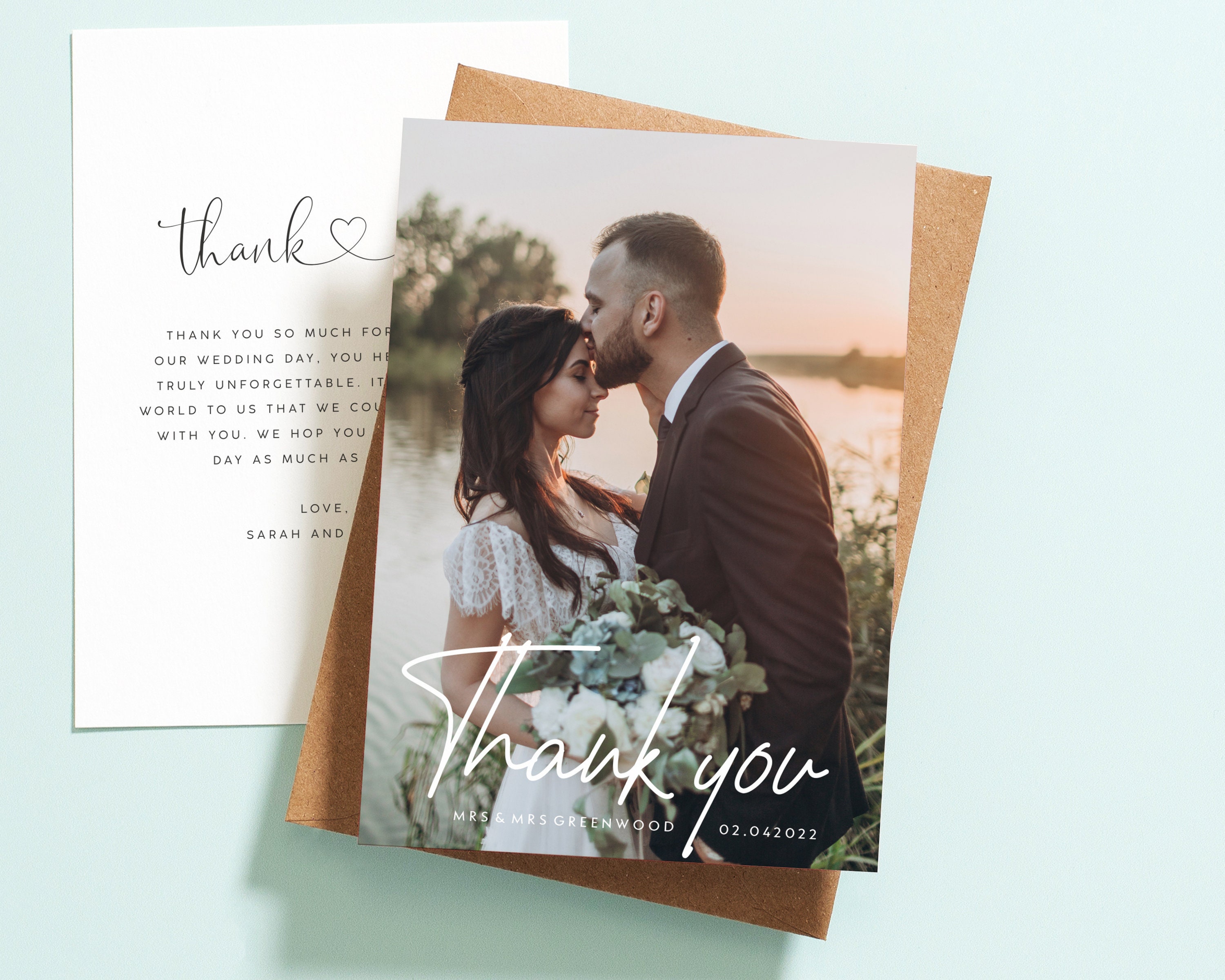 Thank You Cards Wedding Thank You Photo Card Wedding Thank Etsy UK