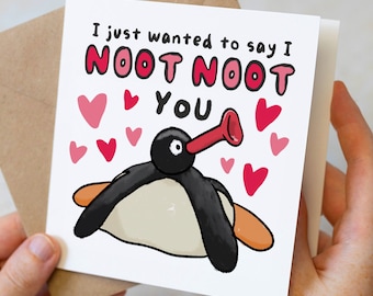 Biglietto di San Valentino Pingu per il marito, Biglietto di San Valentino per la moglie, Biglietto I Noot Noot You Pingu, Biglietto anniversario divertente pinguino per lui, Fidanzato