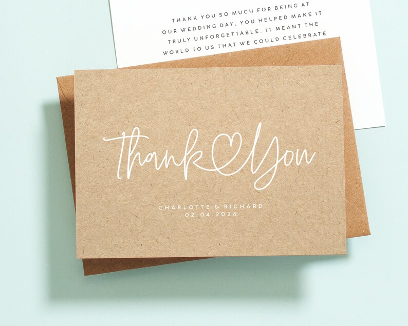 Rustic Wedding Thank You Cards Rustic Wedding Cards Kraft Etsy UK