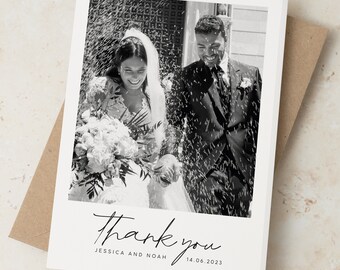 Simple Thank You Wedding Cards, Wedding Thank You Cards With Photo, Elegant Folded Thank You Card with Envelopes, Personalised Thank You