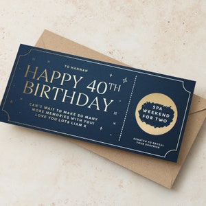 Personalised Birthday Scratch Card Gift Voucher, Surprise Birthday Scratch Reveal Ticket, Custom Age Voucher, 18th, 21st, 30th, 40th, 50th