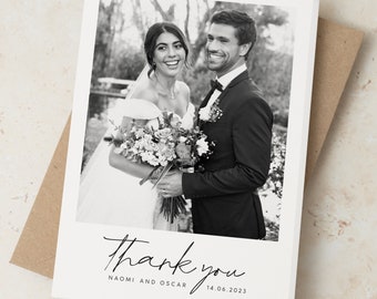 Simple Photo Thank You Wedding Cards, Simple Thank You Wedding Cards, Folded Wedding Thank You Cards with Photo, Thank You with Envelopes