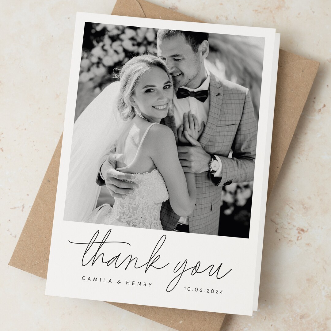 Personalised Photo Thank You Wedding Cards, Simple Thank You Wedding ...