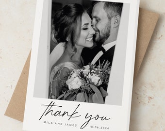 Personalised Photo Wedding Thank You Cards, Modern Wedding Thank You Card Multipack, Wedding Photo Thank You Cards with Envelopes
