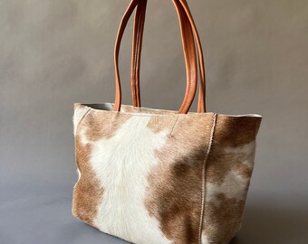 cow fur bag, cowhide shoulder bag, cowhide tote, travel bag, leather tote bag, cow hide purse, Argentina