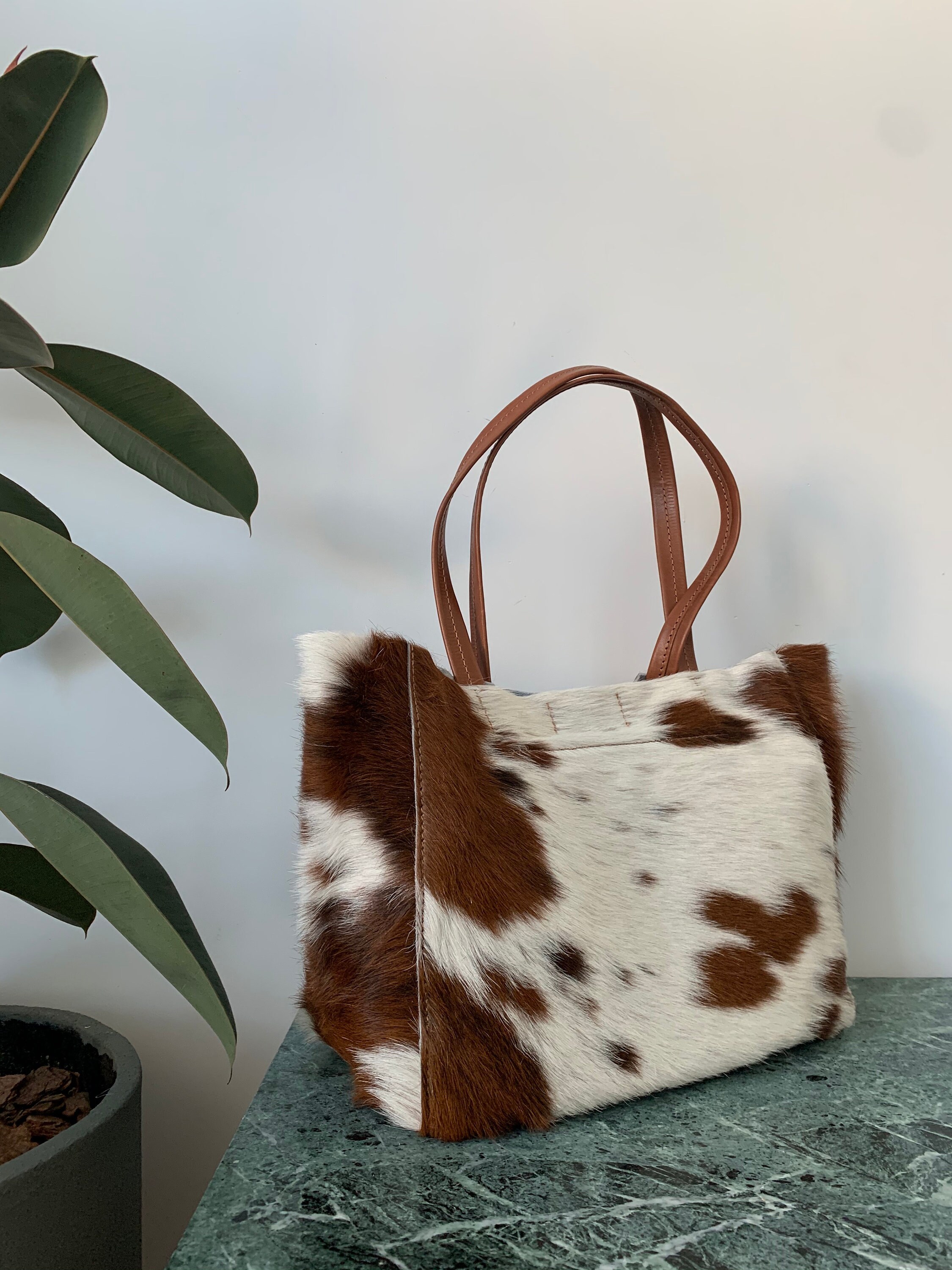 Cowhide tote bag Etsy