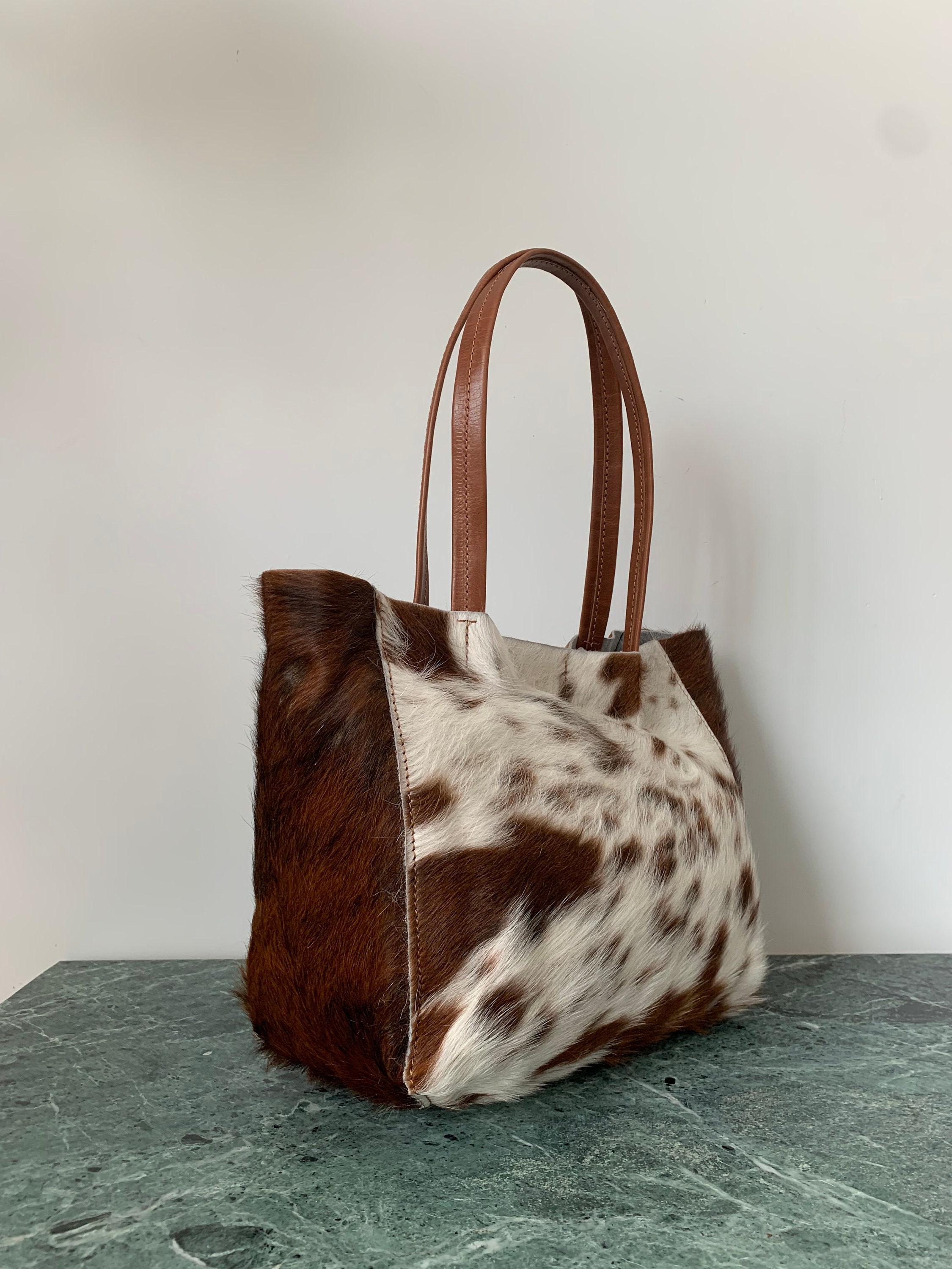 Cow fur bag cowhide shoulder bag cowhide tote travel bag | Etsy