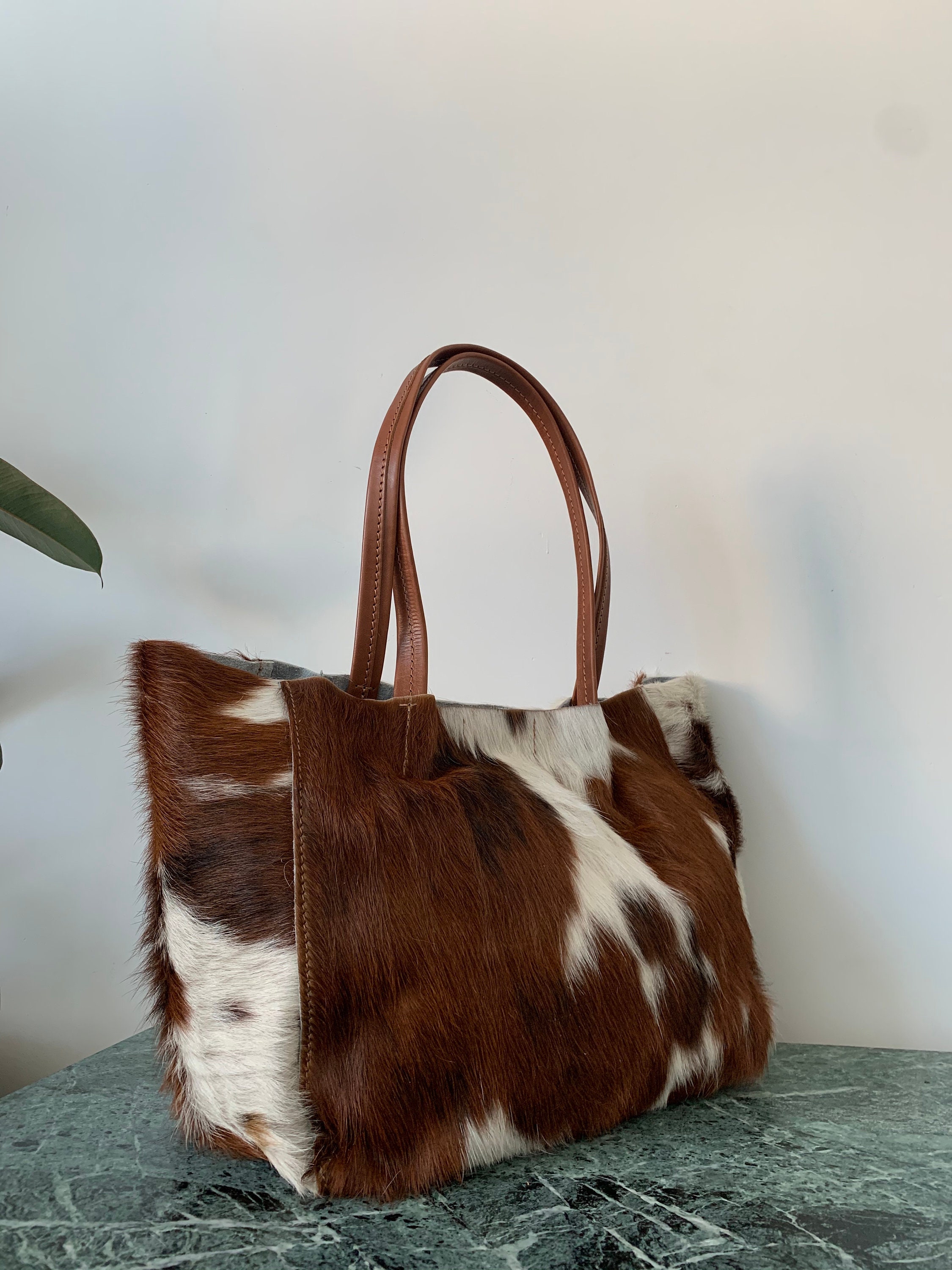 Cowhide tote bag Etsy