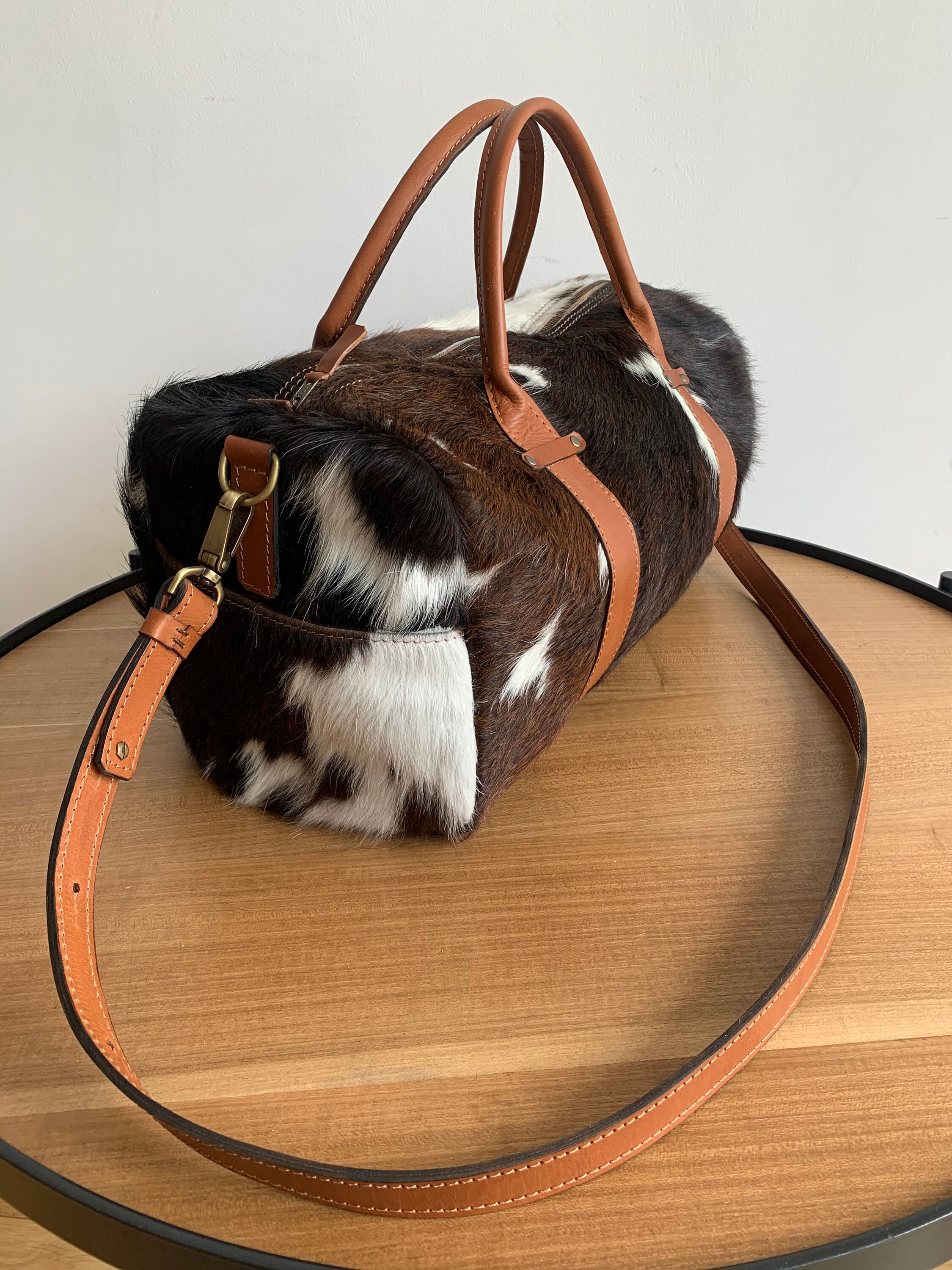 Cowhide duffle bag cowhide travel bag overnight bag Etsy