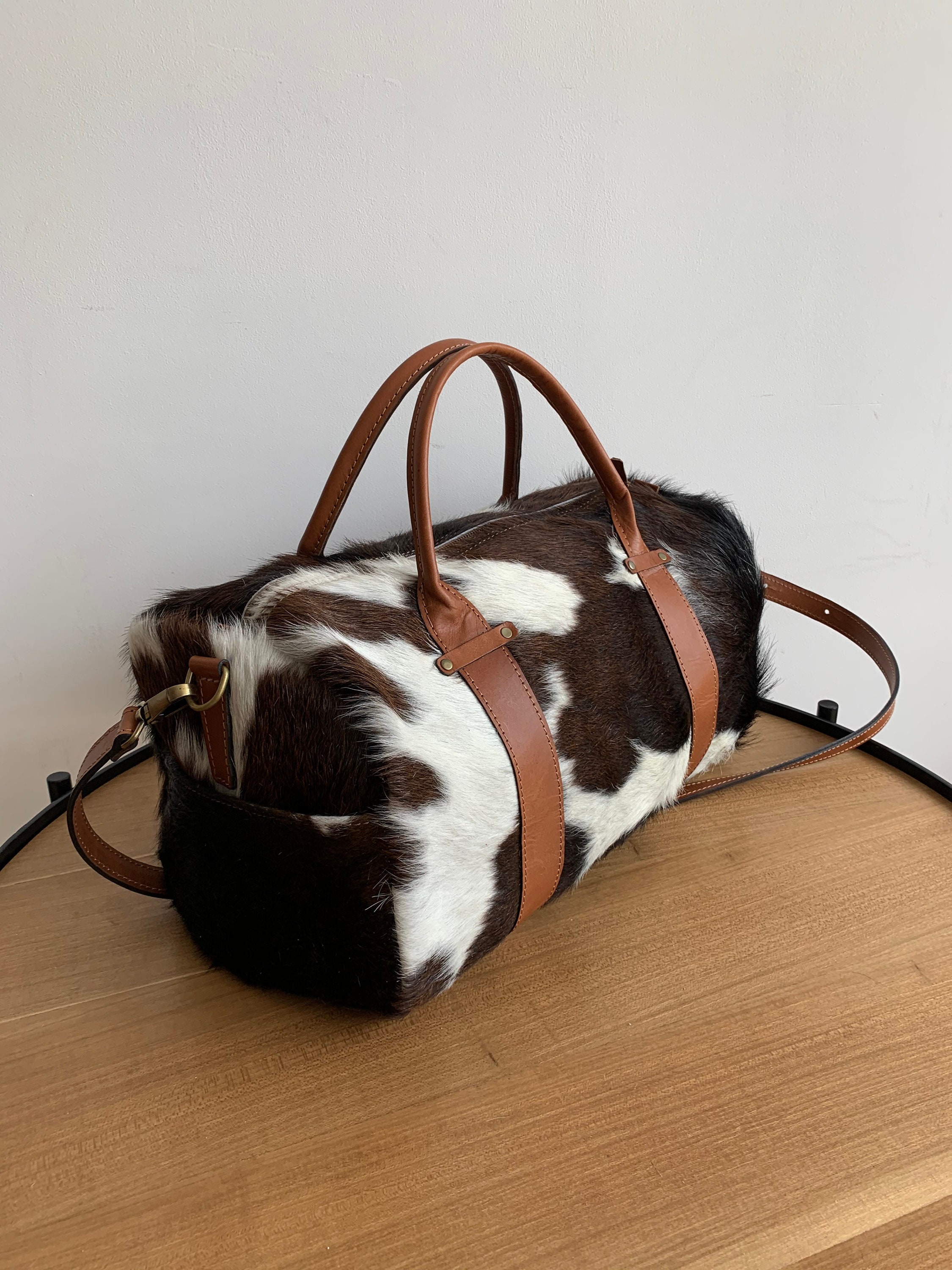 Cowhide duffle bag cowhide travel bag overnight bag Etsy
