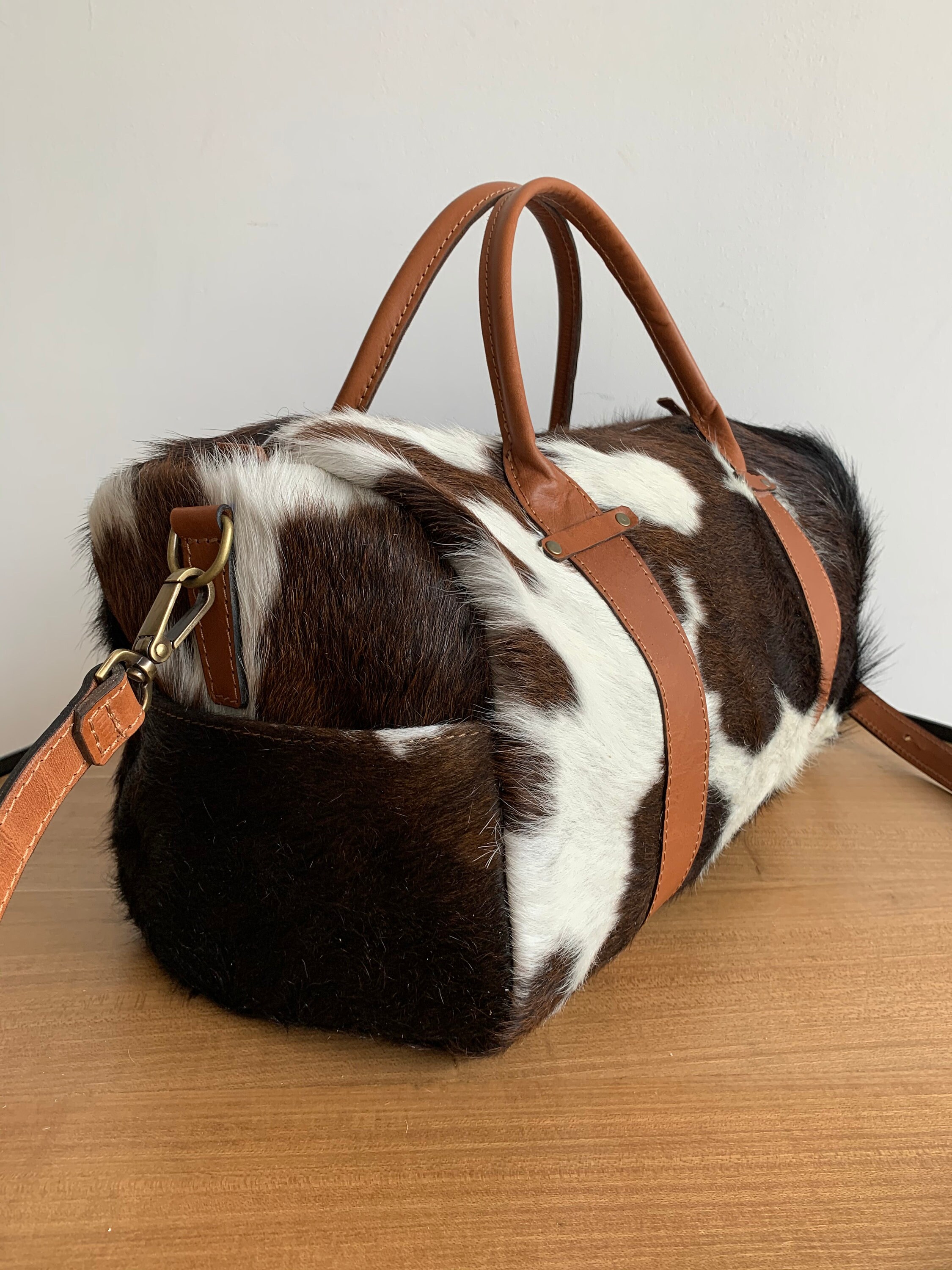 Cowhide duffle bag cowhide travel bag overnight bag Etsy
