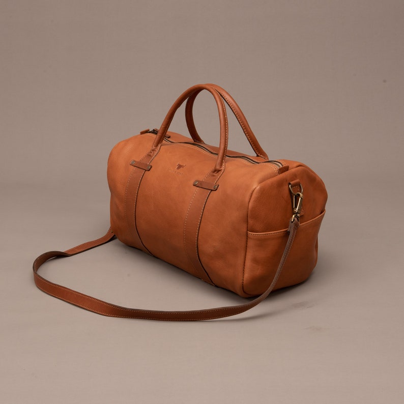 Handmade leather duffle bag , leather travel bag , Handcrafted classic bag , Cabin travel bag , weekend bag , leather bag, duffel bag image 1