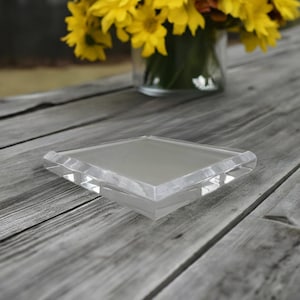 Acrylic Display Bases - 8 x 8 x 1/2&quot; thick Square. Clear acrylic display bases - Beveled edges and polished to a shine - Figurines-Weddings