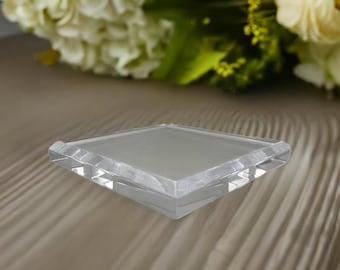 Modern Clear Acrylic Display Base: 5" x 5" x 1/2" Square Stand with Beveled Edges
