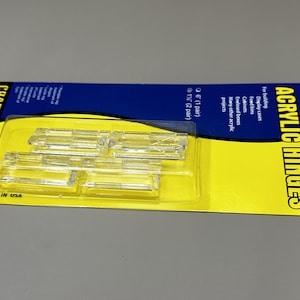 Clear acrylic hinges - 2 pair - Excellent for hinging products made of acrylic, abs, and polycarbonate. Best if used with Weld On #3