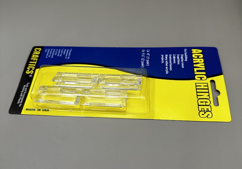 Clear acrylic hinges - 2 pair - Excellent for hinging products made of acrylic, abs, and polycarbonate. Best if used with Weld On #3