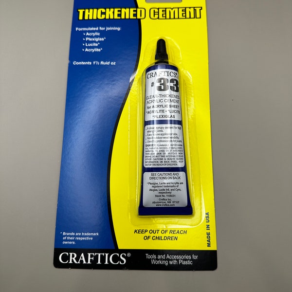 Plastic Glue - Clear Thick - Adhesive - Cement - Glue - Acrylic - ABS - Styrene - Polycarbonate - High Strength Joints