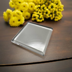Acrylic Display Bases - 6 x 6 x  1/2&quot; thick - Clear acrylic display bases - Beveled edges and polished to a shine -Weddings-Figurines