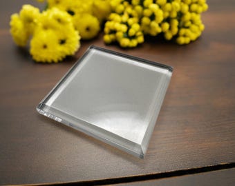 Clear Acrylic Display Base - 6"x 6"x 1/2" Beveled Edge Riser