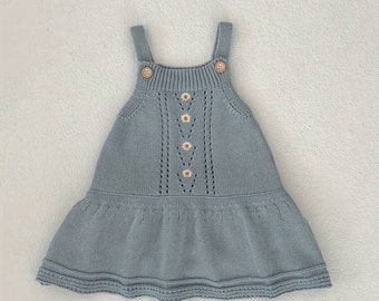 Baby Mädchen Kleid Gr. 80 Bestickt mit Gänseblümchen