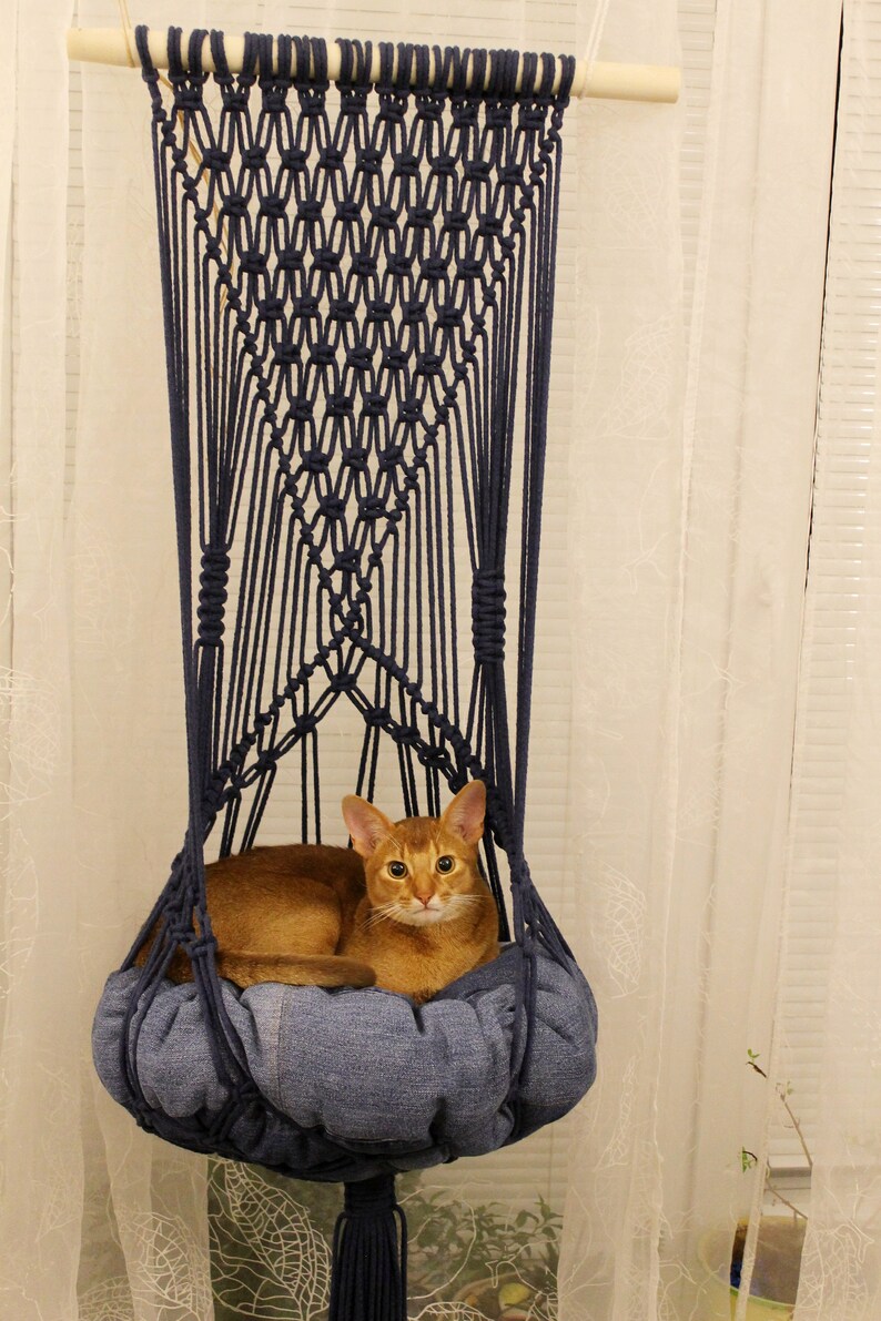 Macrame Boho Cat Hammock Cat Planter Gift for Pet Lovers Etsy