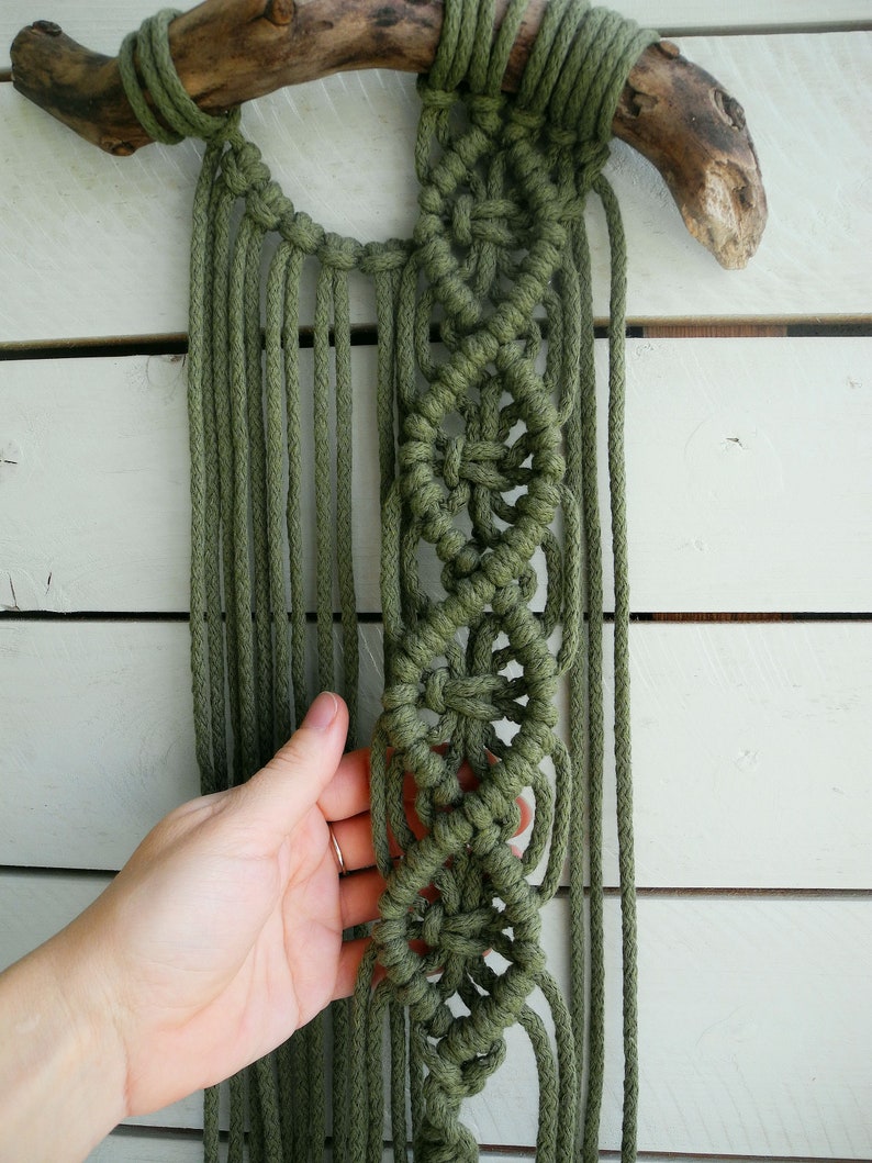 Green Macrame Wall Hanging Wall Art Tapestry Boho Decor Etsy