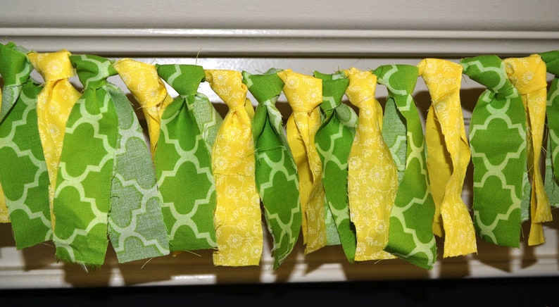 Fabric Banner Garland Lime Green Yellow Shabby Party Etsy