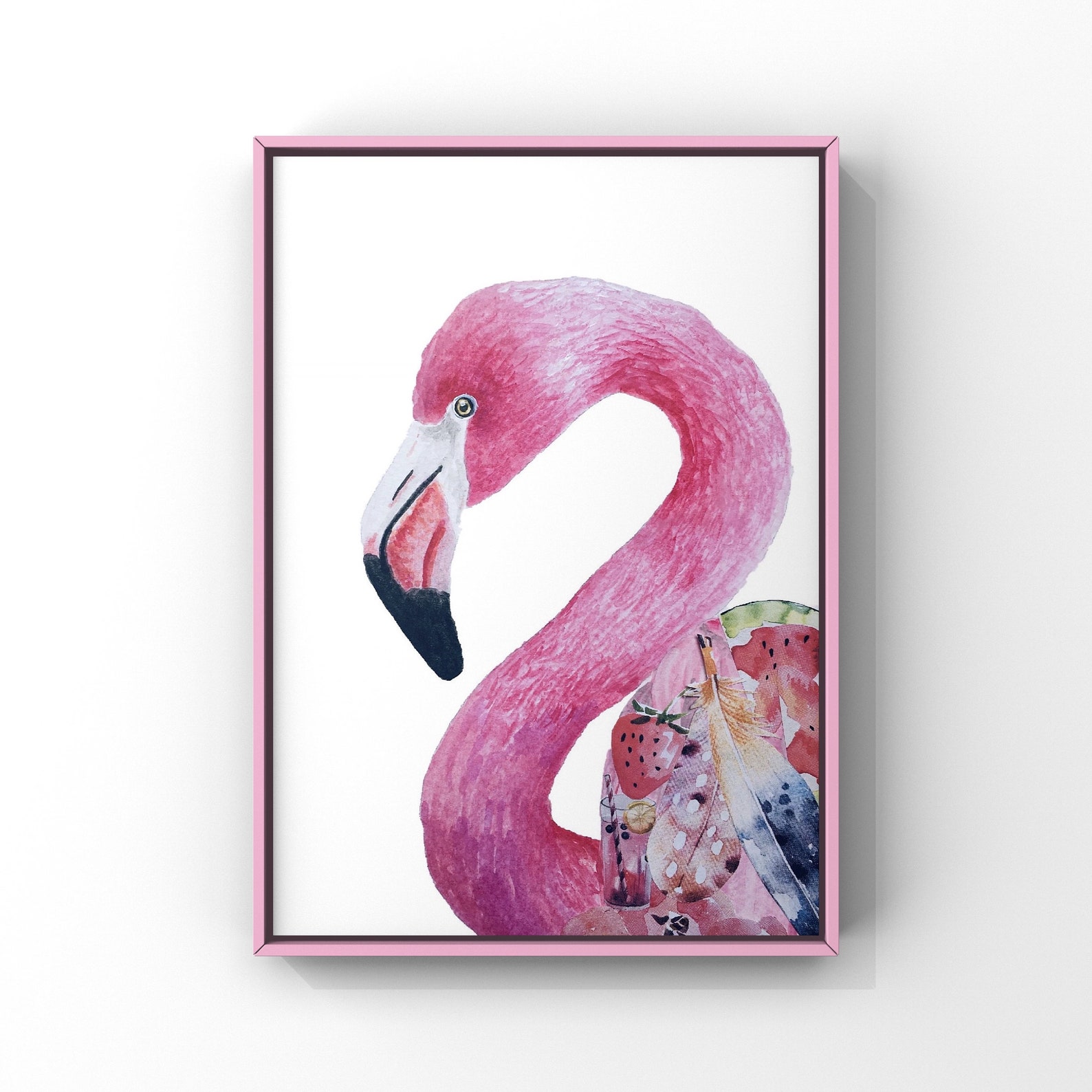 Flamingo Art Print Wildlife Bird Wall Art Artist Giclee Etsy
