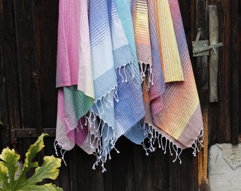 Hamamtuch *Rainbow* aus Baumwolle, 100 x 180 cm - Badetuch - Saunatuch - Tischdecke - reine Baumwolle - schnell trocknend - Urlaub