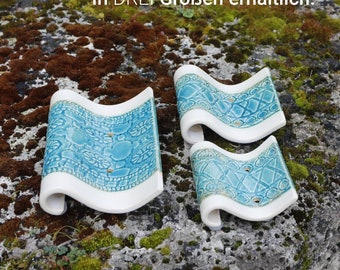 Ceramic soap dish - wave - lagoon green - handmade - soap dish with silicone feet - 3 different sizes to choose from