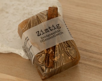 Naturseife *Zimtig*  120 g aus Pflanzenölen – handgemacht Zimt + Gewürze - Sheabutter Mandelöl Naturkosmetik Duschseife Hautpflege - vegan