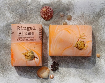 Natural soap *RingelFlower* 120 g made from vegetable oils - handmade - shower soap, wash hands - body shaving soap - skin care - calendula - vegan