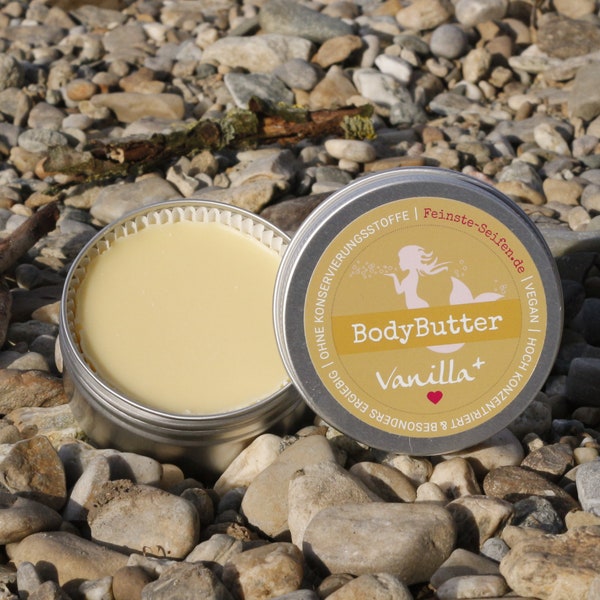 BodyButter *Vanilla+* 60 g - feste Körperlotion - Bodylotion mit zartschmelzender Kakao- und Sheabutter + antioxidativem Mandelöl - vegan