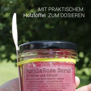 Körperpeeling PurpleRose Scrub pflegende Naturkosmetik, zarte, trockene, empfindliche Haut Peeling Rose Hautpflege Salz Reiskeimöl vegan Bild 4