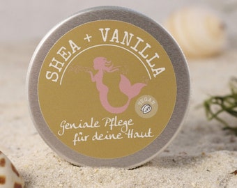 Allround Creme *Shea + Vanilla* - duftende Karitébutter bei trockener und rissiger Haut - 30 g - Naturkosmetik handgemacht - vegan