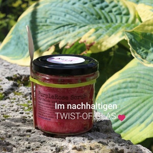 Körperpeeling PurpleRose Scrub pflegende Naturkosmetik, zarte, trockene, empfindliche Haut Peeling Rose Hautpflege Salz Reiskeimöl vegan Bild 7