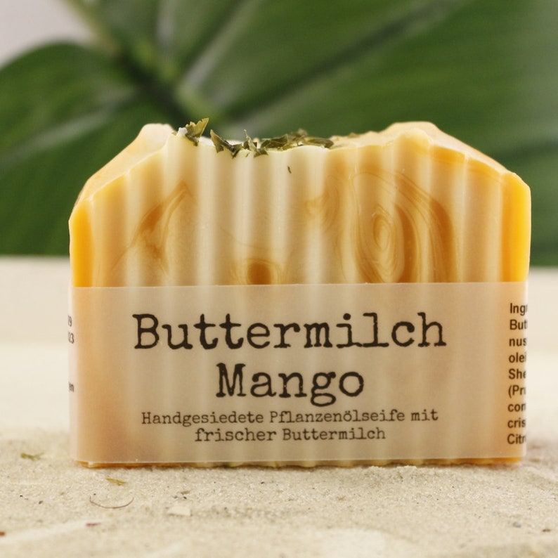 Naturseife ButtermilchMango 120 g aus Pflanzenölen Buttermilch Duschseife Hautpflege Naturkosmetik Milchseife Mango fruchtig handmade Bild 2